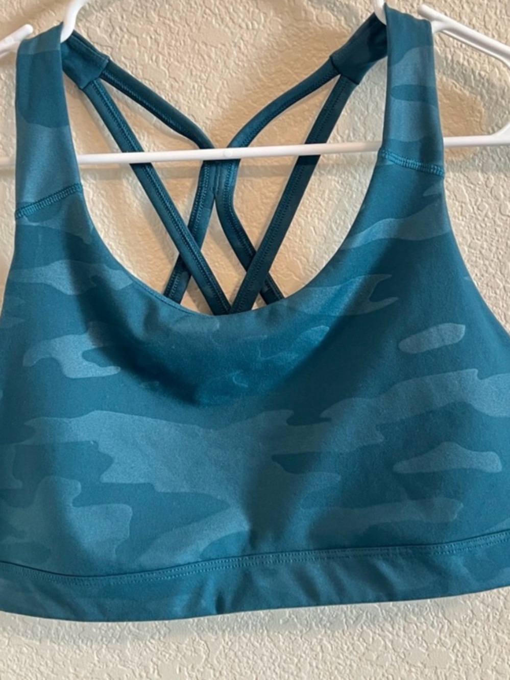 Old Navy Power Soft Green Camo Sports Bra- Criss Cross Racer Back
